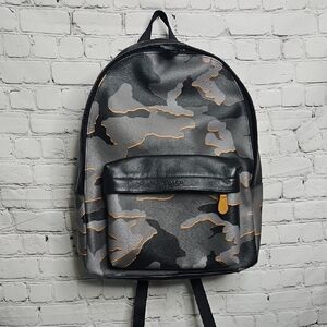 Coach Camouflage Black/Gray Men's Leather Backpack